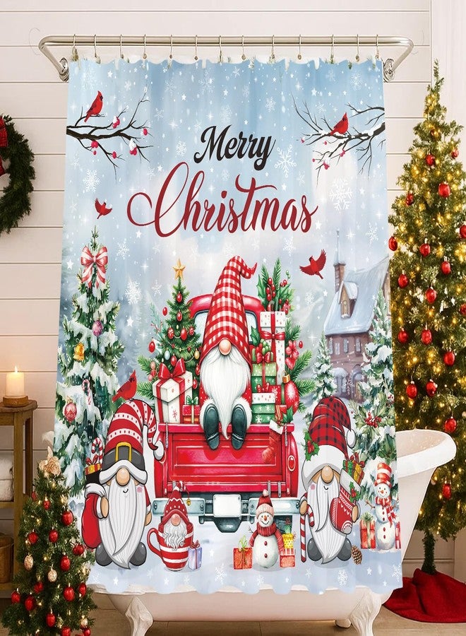 InIsaJace Gnome Christmas Shower Curtain, Merry Christmas Bath Tub Curtain, Cute Xmas Waterproof for Holiday Home Bathroom Decor(71 X 71 Inches) - Image 1